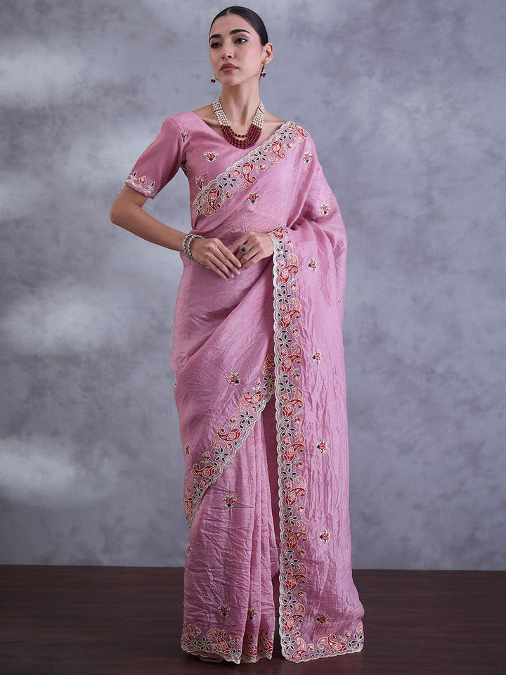 Saree mall Embellished Sequinned Tissue Heavy Work Sarees