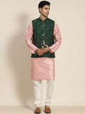 SOJANYA Men Woven Design Kurta with Churidar with Nehru Jacket