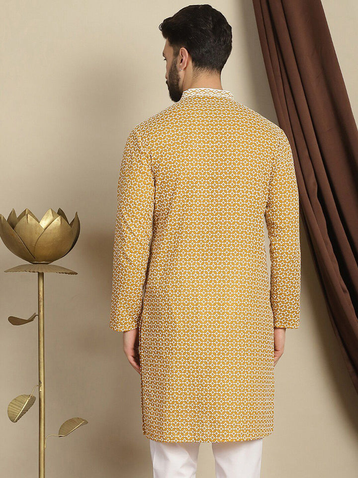 Anouk Geometric Printed Cotton Cermin Kerja Pathani Kurta