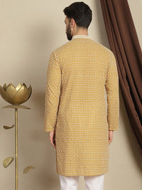Anouk Geometric Printed Cotton Cermin Kerja Pathani Kurta