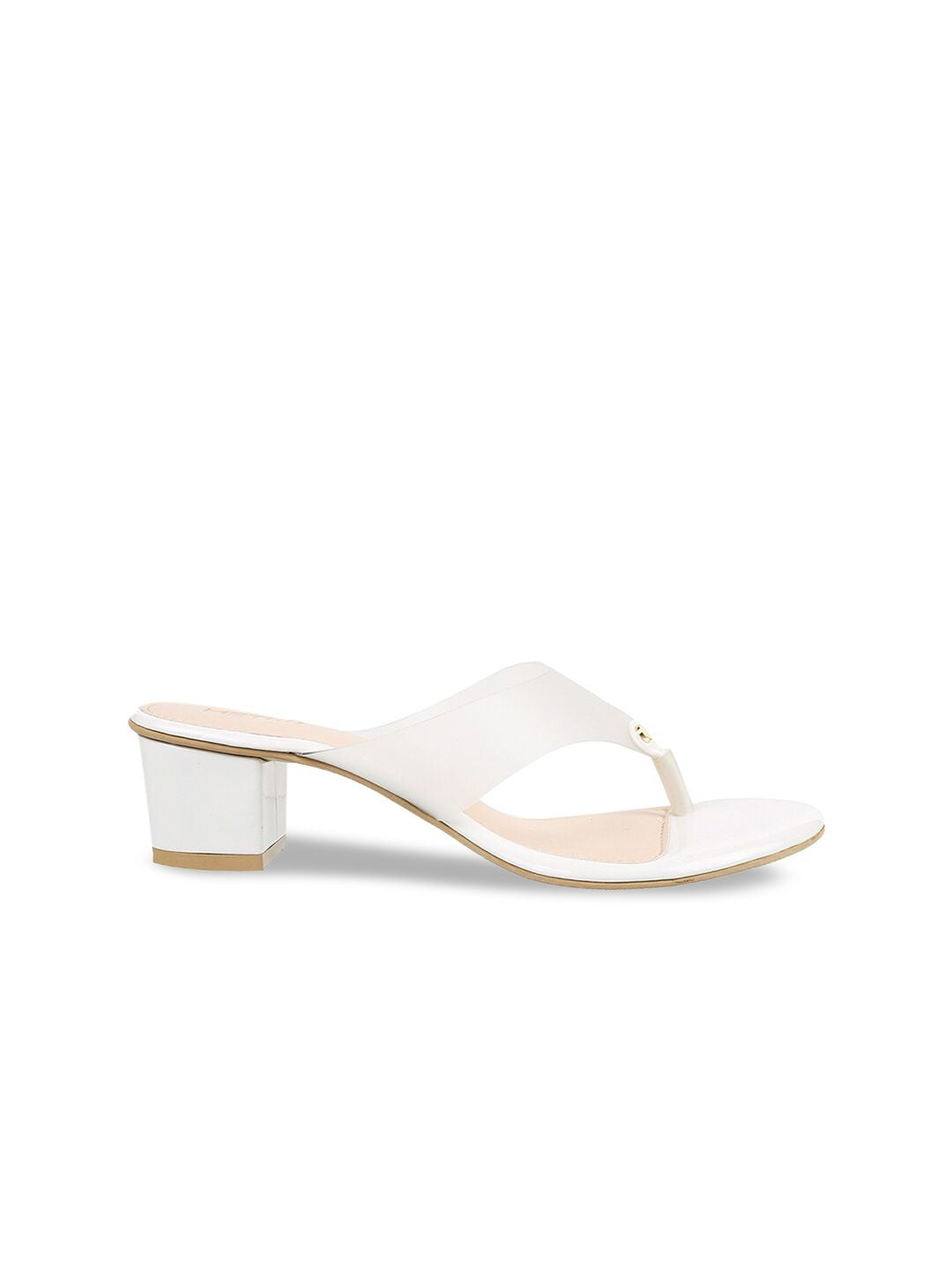 Metro White Embellished Block Sandals