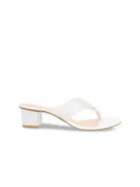 Metro White Embellished Block Sandals