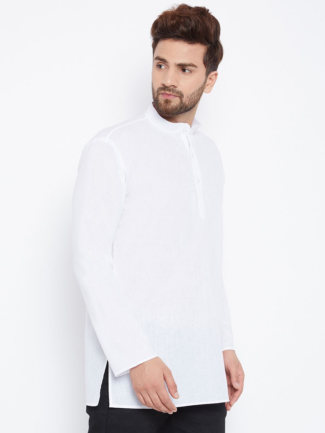 SOJANYA Men White Solid Straight Kurta