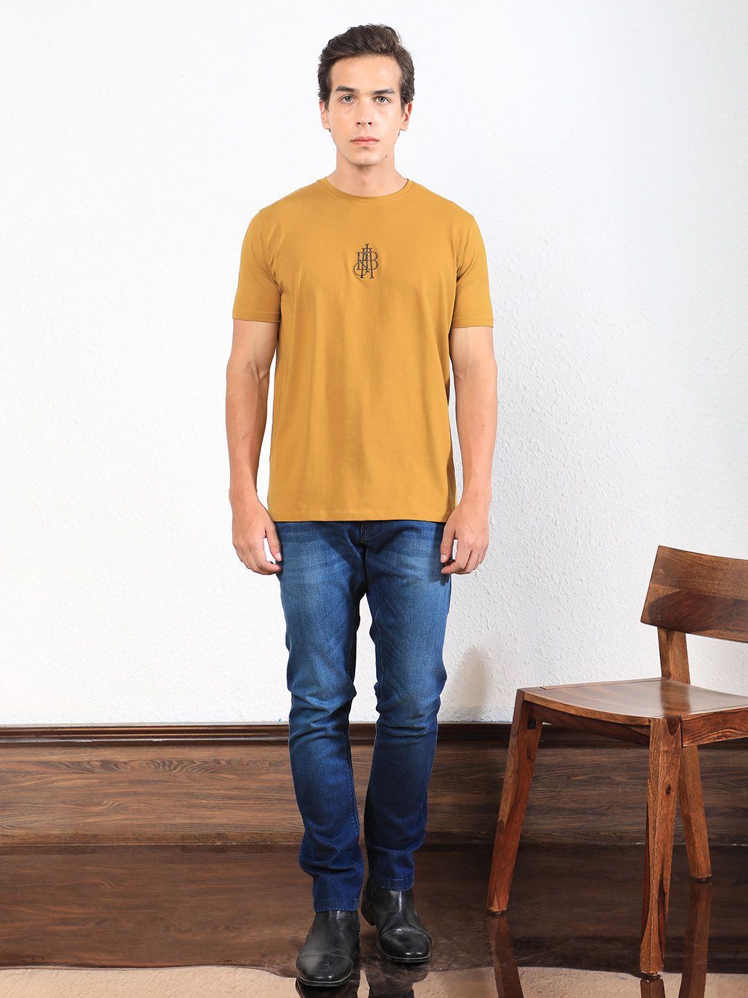 RARE RABBIT Men Rings-4 Slim Fit Solid Polo Collar T-Shirt