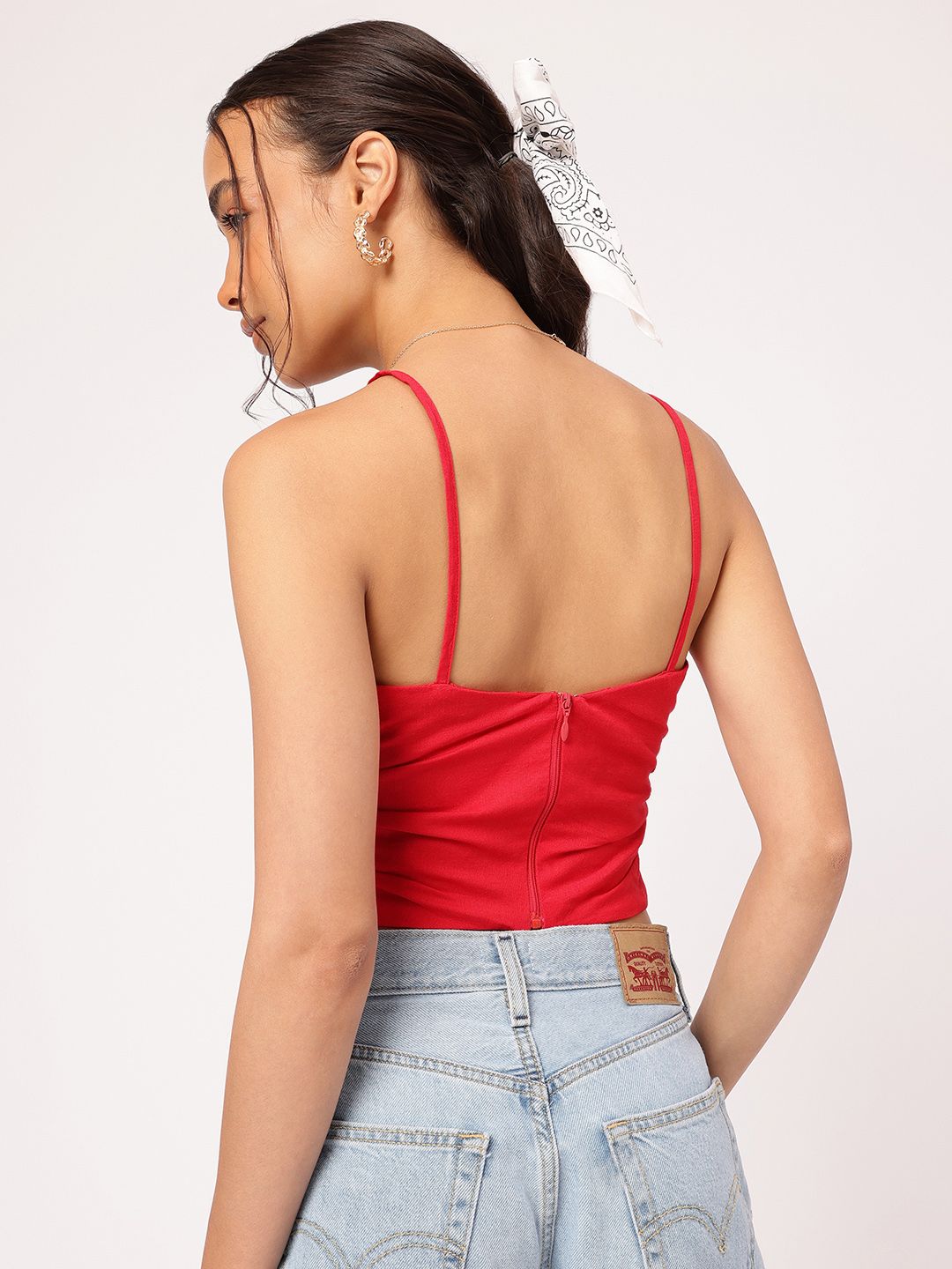 DressBerry Cherry Whisper Ruched Strappy Crop Top