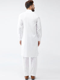SOJANYA Men White & White Solid Kurta with Salwar