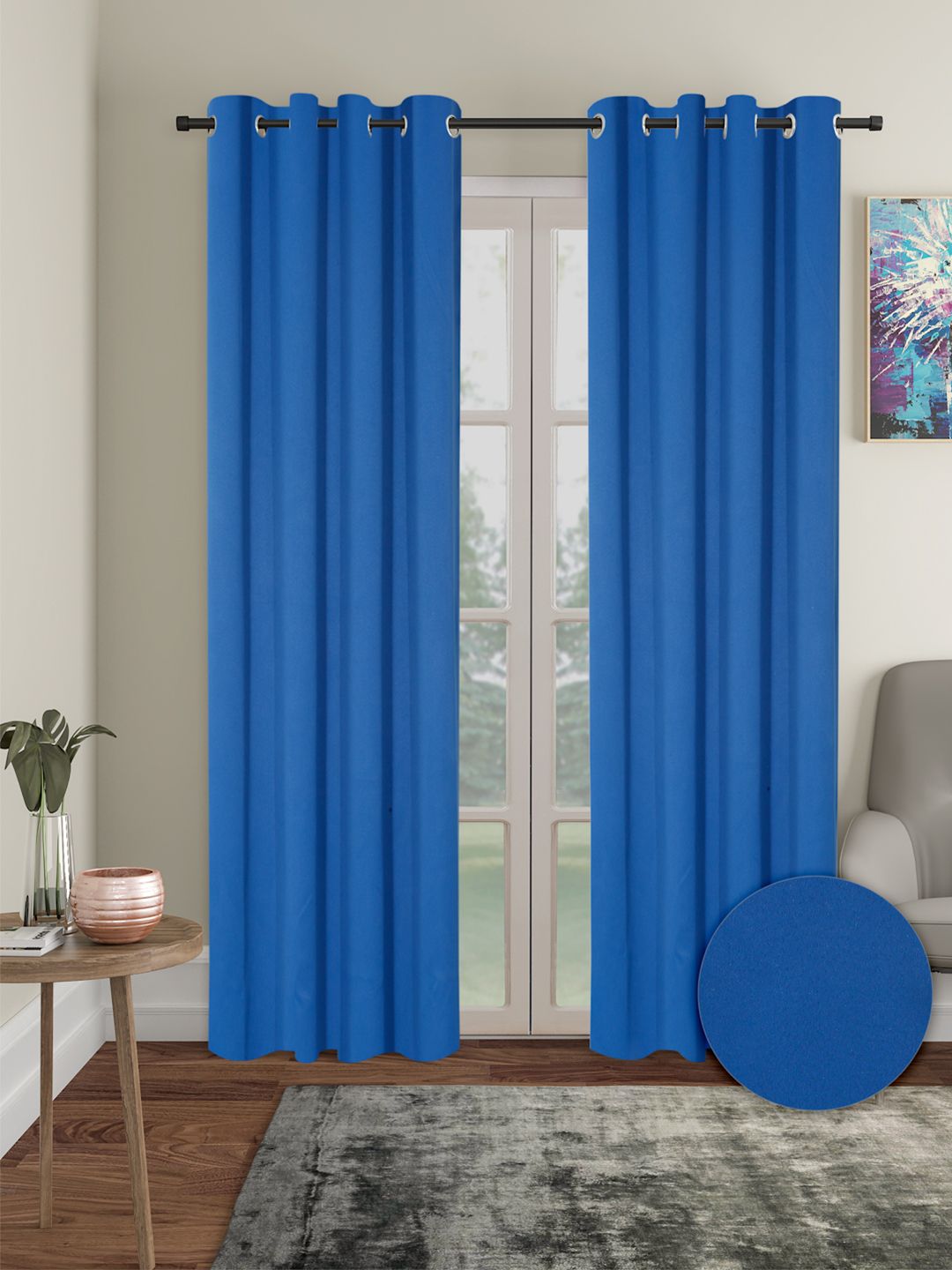 Cortina Navy Blue 2 Pieces Black Out Door Curtains