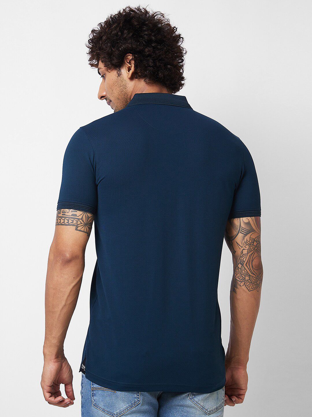 SPYKAR Polo Collar Short Sleeves Slim Fit Cotton T-shirt