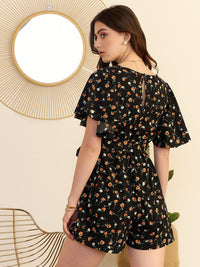 Berrylush Floral Printed V-Neck Playsuit