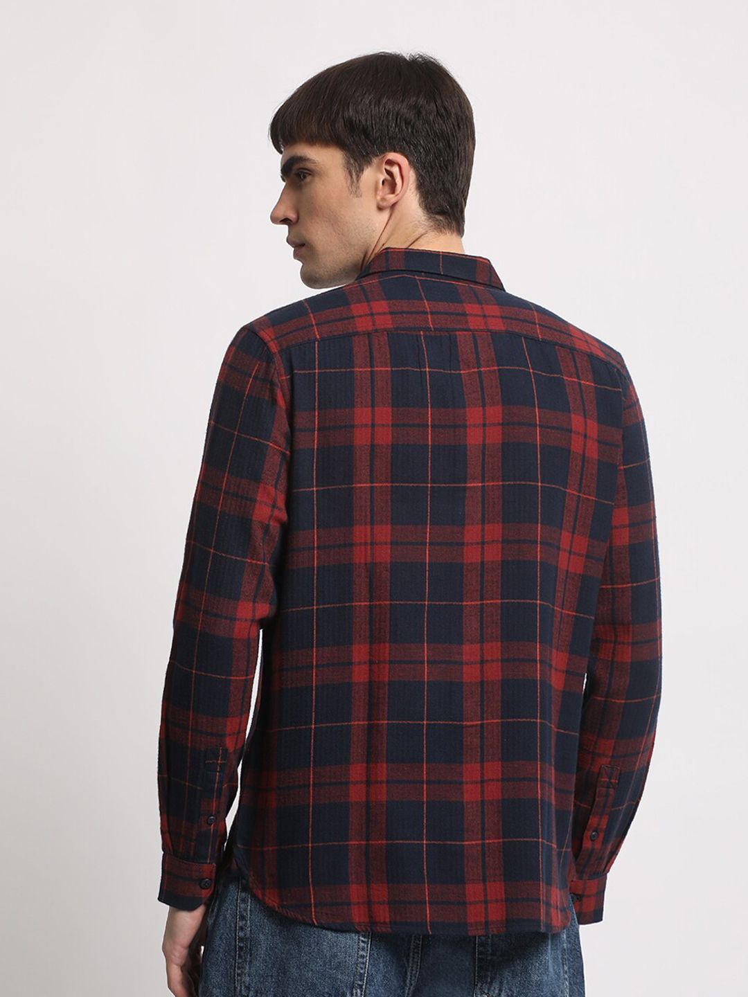THE BEAR HOUSE Slim Fit Tartan Checked Cotton Casual Shirt