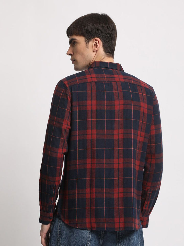 THE BEAR HOUSE Slim Fit Tartan Checked Cotton Casual Shirt