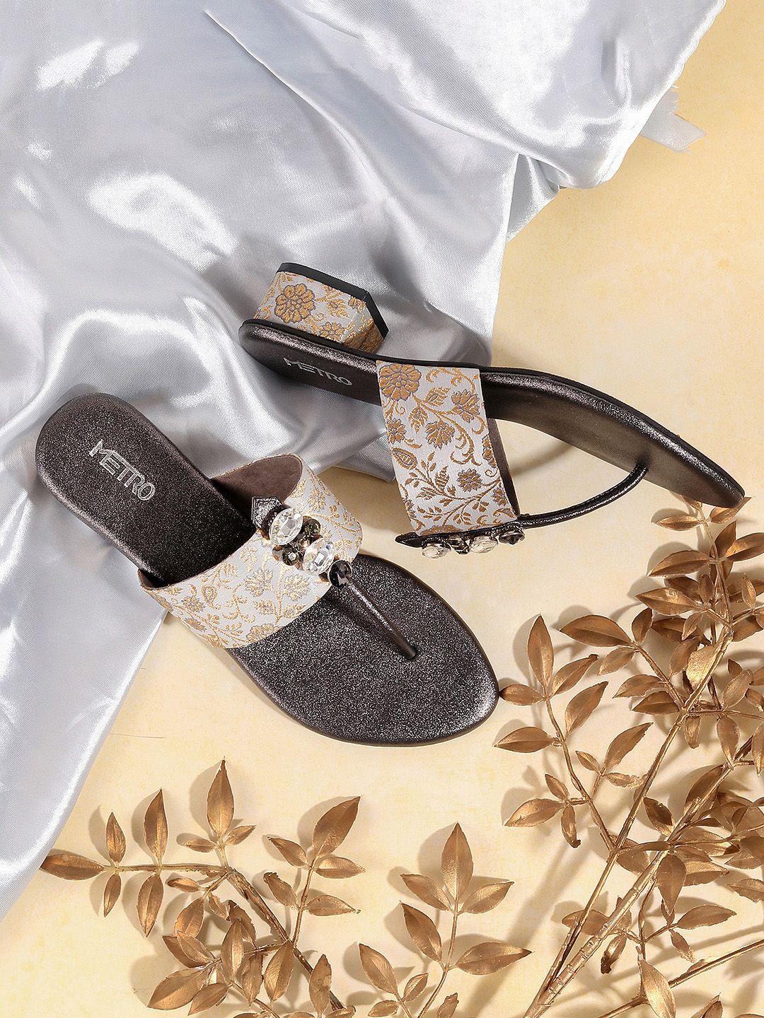 Metro Embellished T-Strap Block Heels