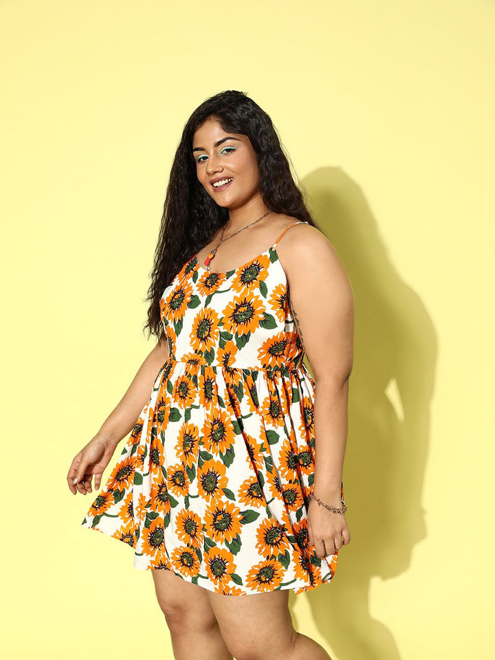 Berrylush Curve Plus Size Floral Print Fit & Flare Mini Dress