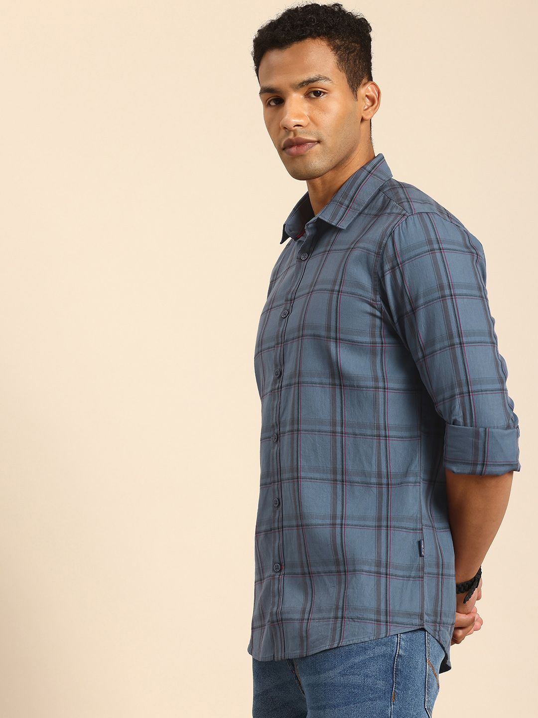 Being Human Pure Cotton Slim Fit Checked Casual Shirt