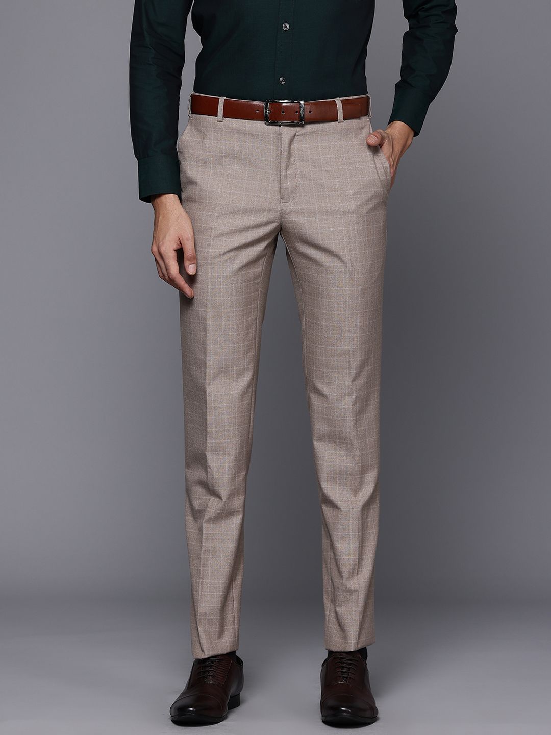 Raymond Men Checked Slim Fit Trousers