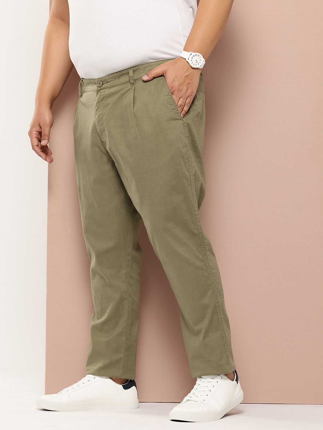 Thomas Scott Men Plus Size Straight Fit Easy Wash Chinos Trousers