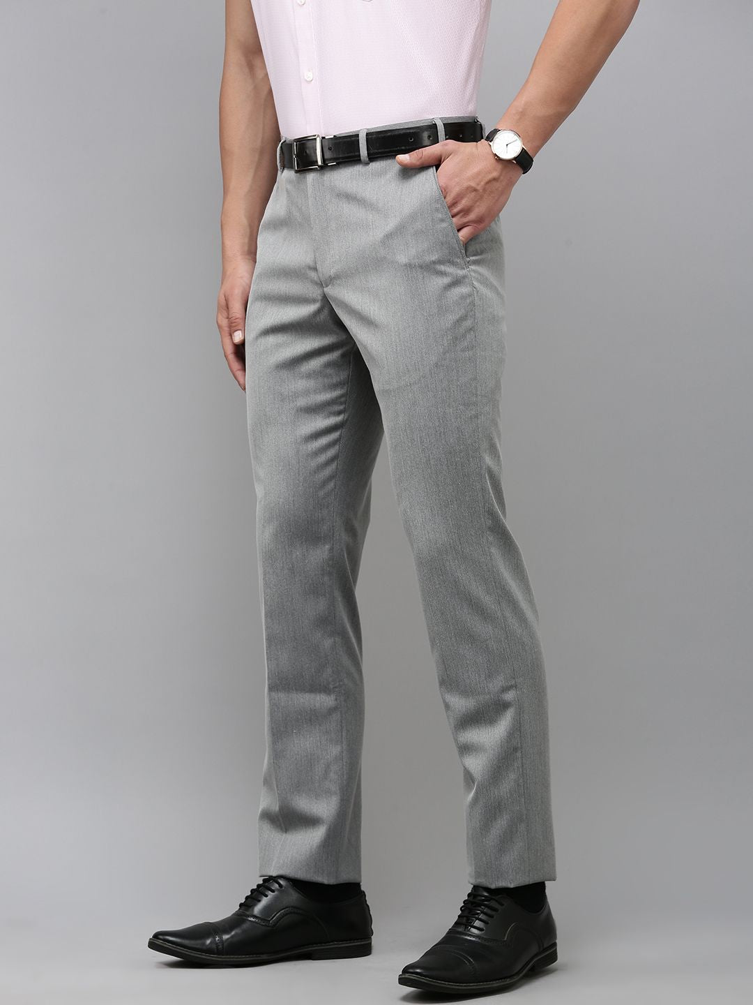 Park Avenue Men Textured Smart Slim Fit Formal Trousers