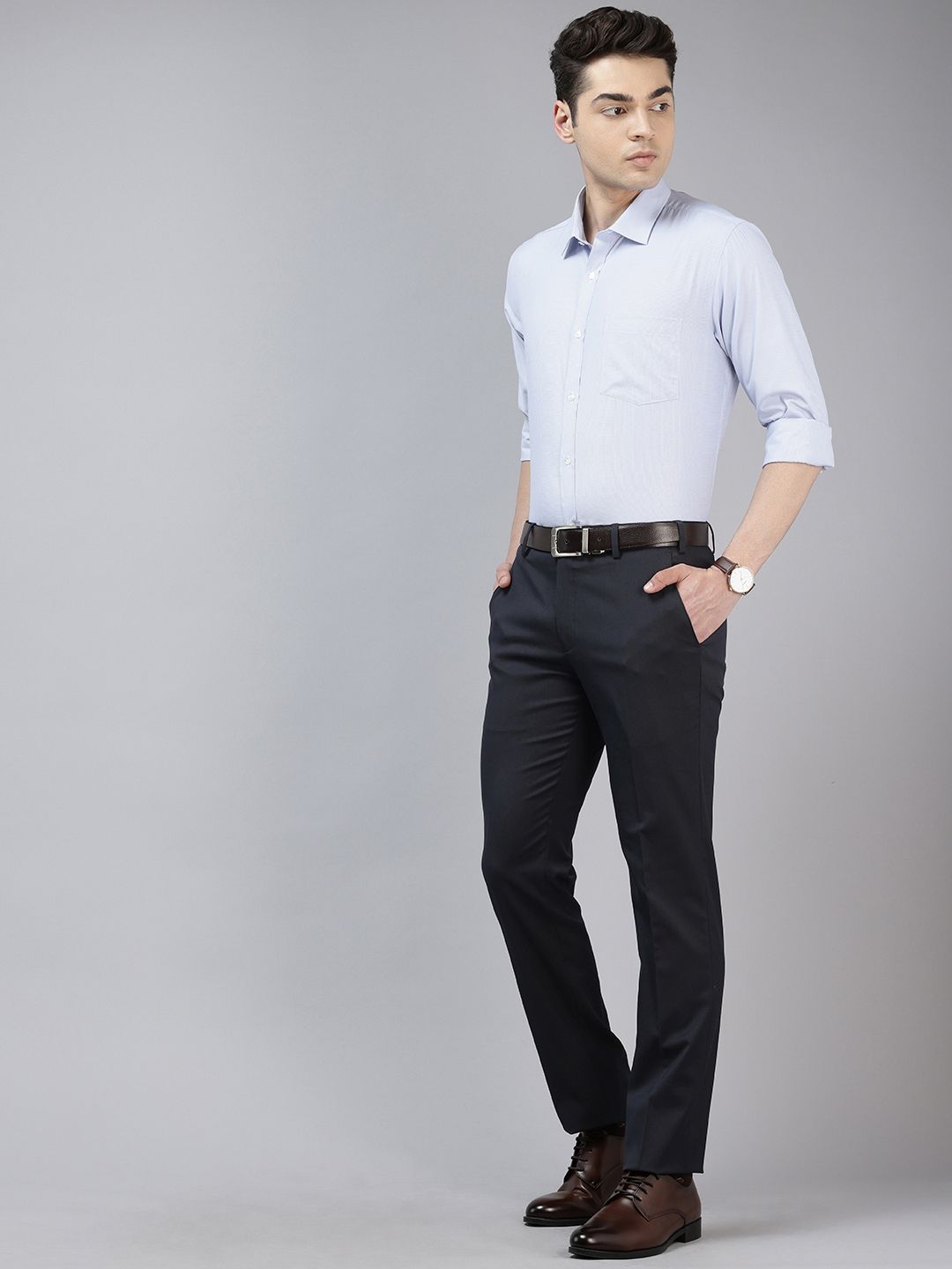 Park Avenue Men Striped Slim Fit Formal Trousers