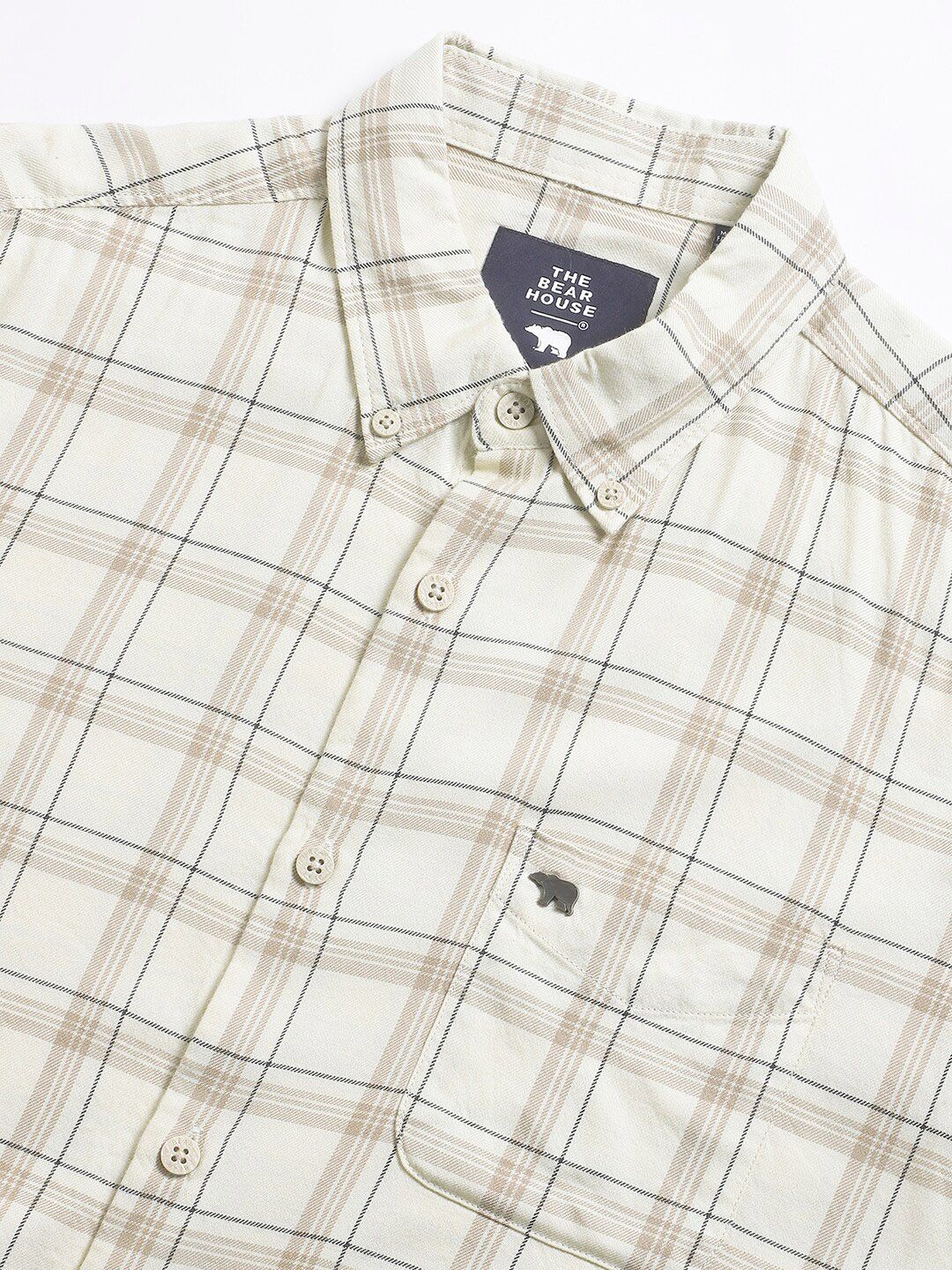 THE BEAR HOUSE Slim Fit Tartan Checks Pure Cotton Casual Shirt