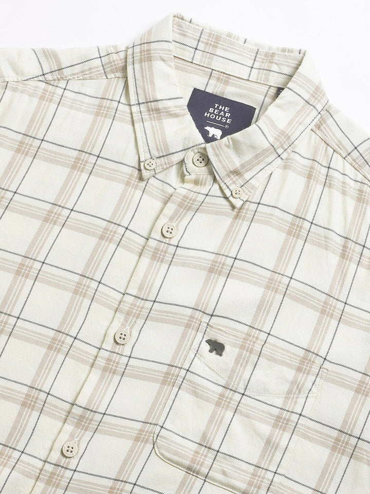THE BEAR HOUSE Slim Fit Tartan Checks Pure Cotton Casual Shirt