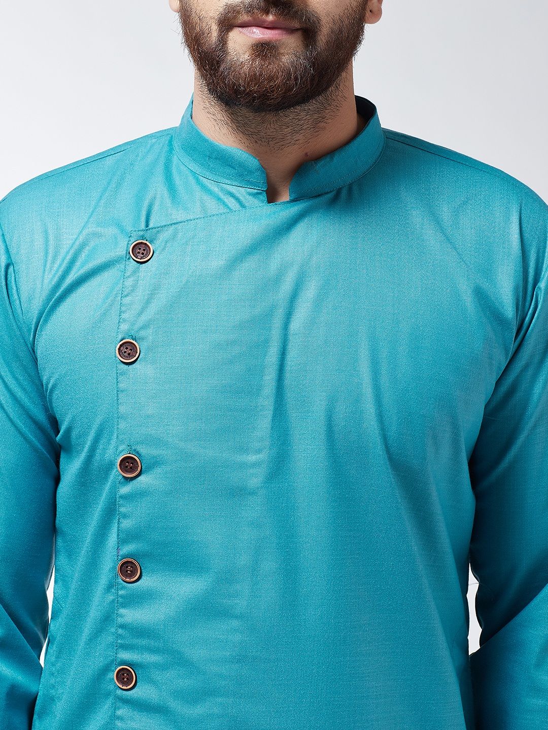 SOJANYA Men Blue Solid Straight Kurta