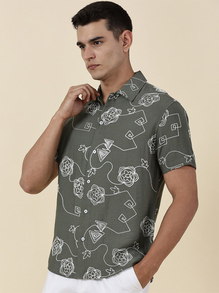Thomas Scott Men Embroidered Regular Fit Casual Shirt