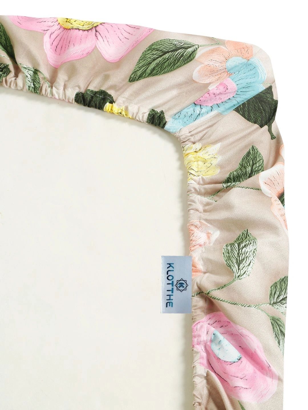 Moda Rapido X KLOTTHE Beige & Pink Floral 300 TC King Bedsheet with 2 Pillow Covers
