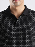 ADRO Geometric Printed Polo Collar Cotton T-shirt