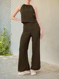 DressBerry Breezy Vibe Seersucker Sleeveless Top & Trousers Co-Ords