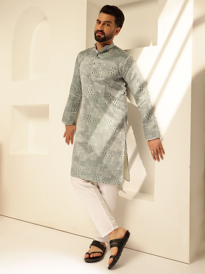 SOJANYA Woven Design Mandarin Collar Striaght Kurta
