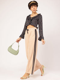 DressBerry Women Street Smart Side Stripes Pleated Flared Trousers