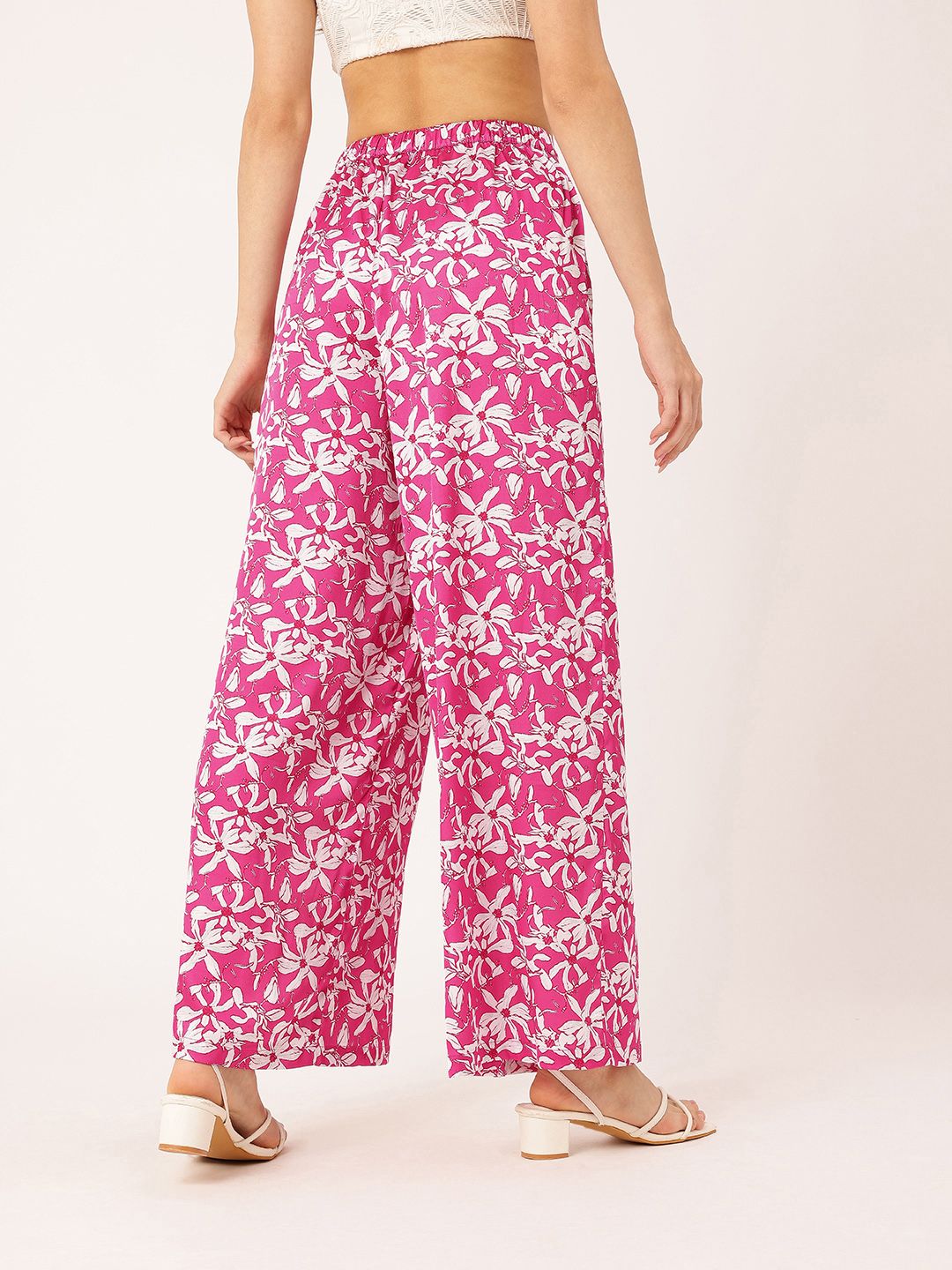 DressBerry Women Funky Bloom Summer Chic Wide Leg Trousers