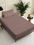 KLOTTHE  Brown Abstract 300TC Woollen Single Bedsheet & 1 Pillow Cover
