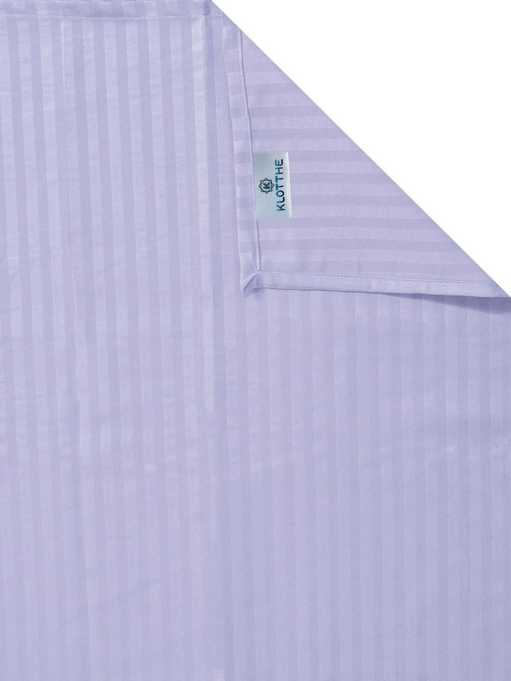 KLOTTHE Lavender Striped 300 TC King Size Bedsheet with 2 Pillow Covers