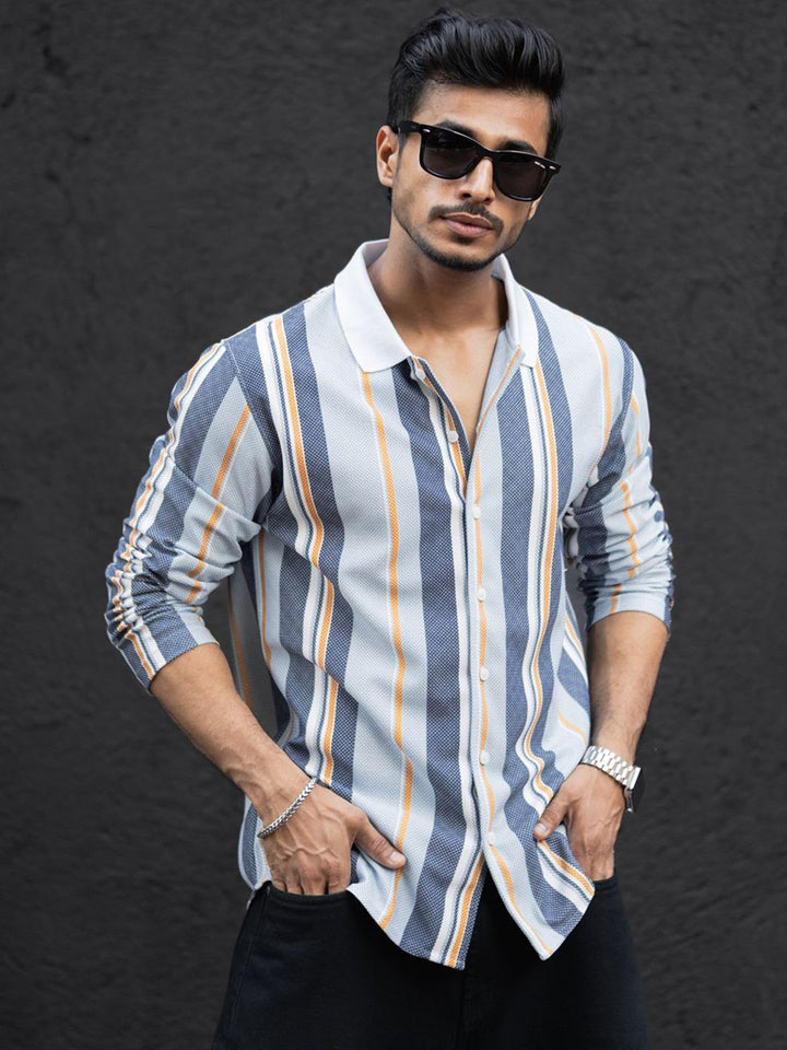 Powerlook Men Striped Polo Collar T-shirt