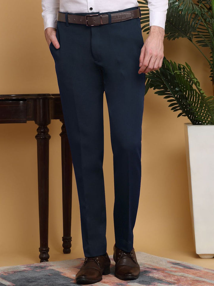 KLOTTHE Men Slim Fit Mid-Rise Formal Trouser
