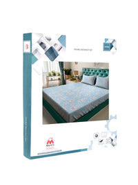Myntra Elegant Homes Blue Ethnic Motifs 300 TC Fitted Double King Bedsheet Set-2.5mX2.25m