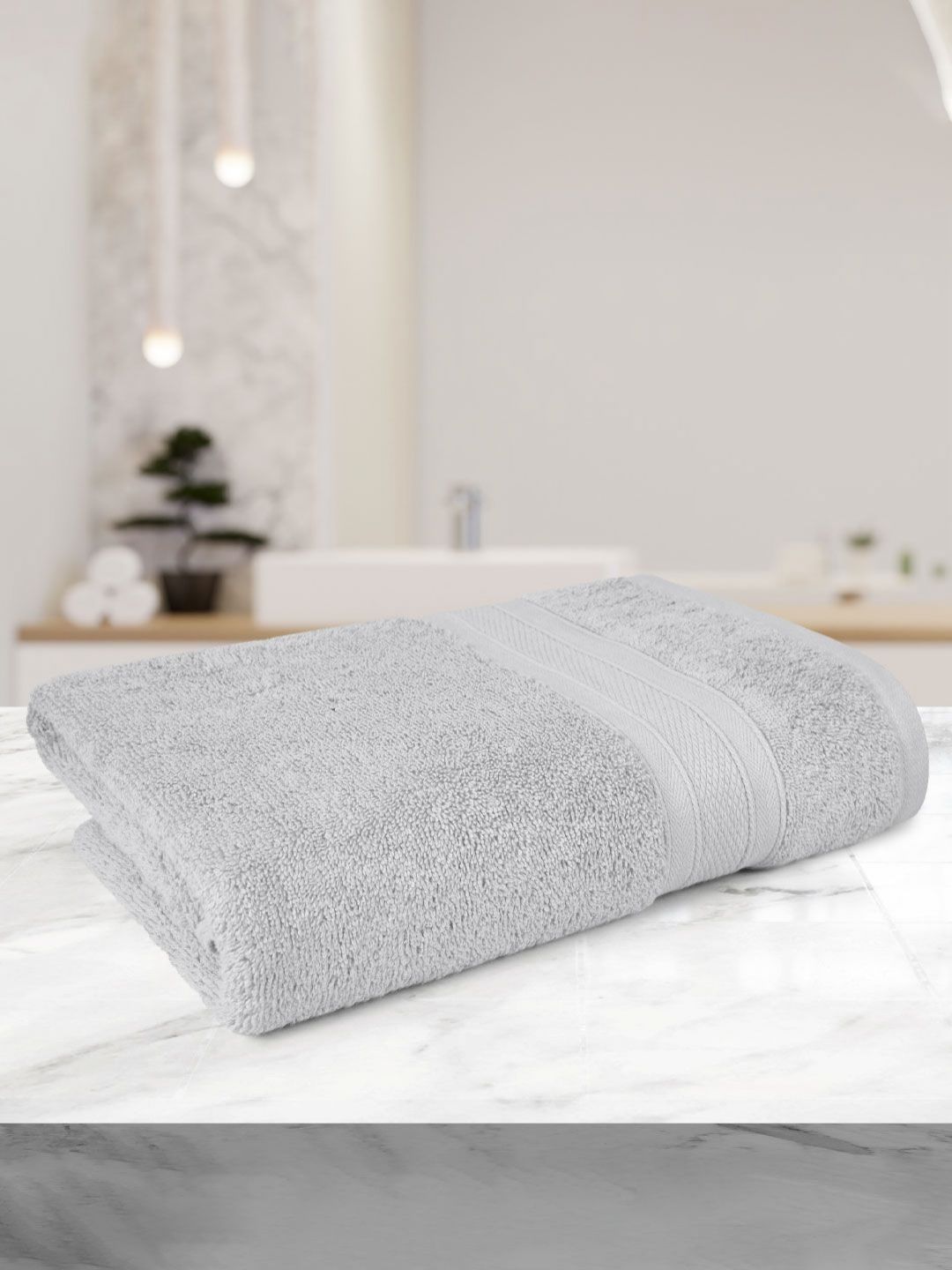 MYTRIDENT Silver-Toned Cotton 500 GSM Bath Towel