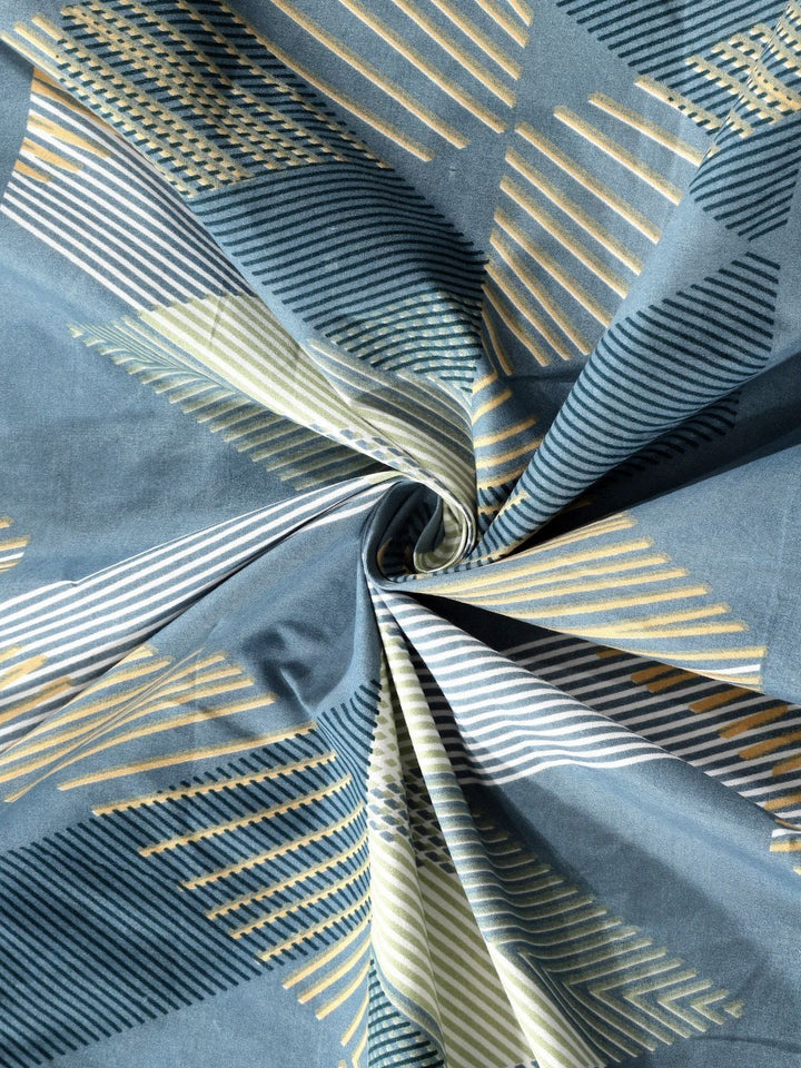 Aura Turquoise Blue & Brown Printed Dilengkapi Cadar King 300TC Dengan 2 Sarung Bantal