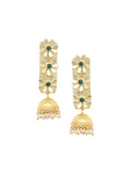 Anouk Green Gold-Plated Stone Studded & Beaded Dome Shaped Jhumkas