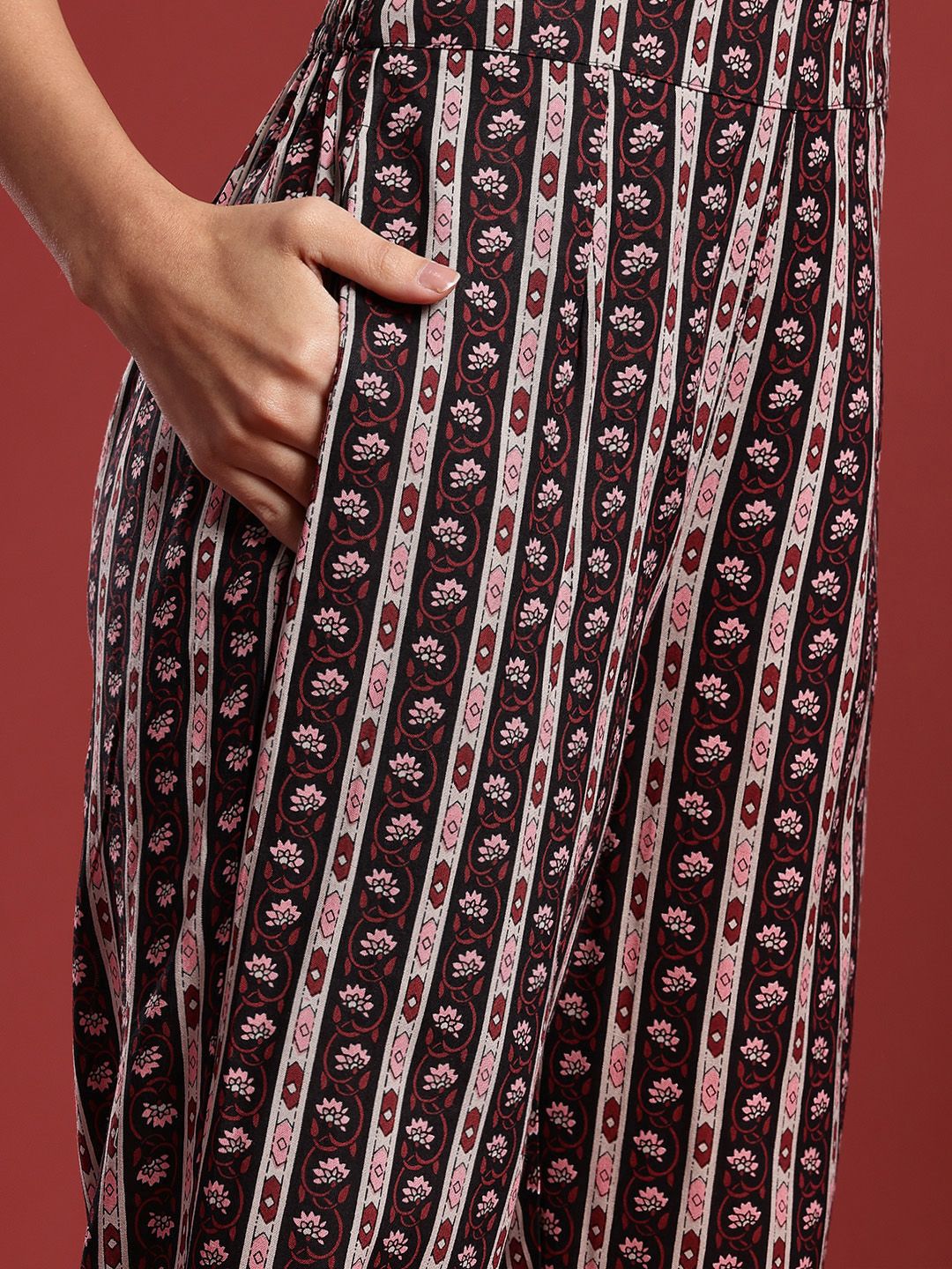 Anouk Ethnic Motifs Printed Pure Cotton Kurta with Trousers & Dupatta