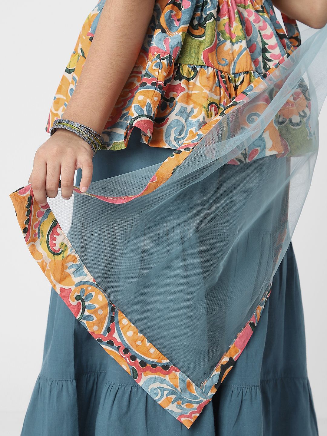 Nautinati Girls' Printed Kurti Sharara Set with Dupatta