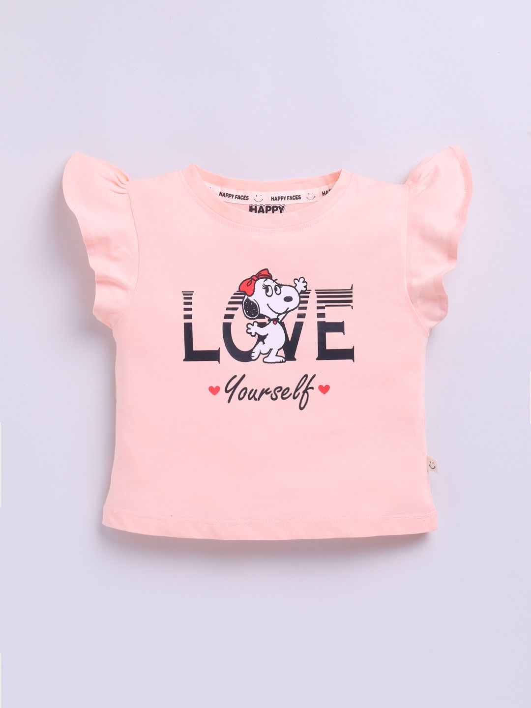 Happy Faces Girls Peanuts Printed Pure Cotton Top