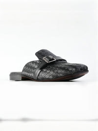 MONKSTORY Men Textured Round Toe Buckled Mules