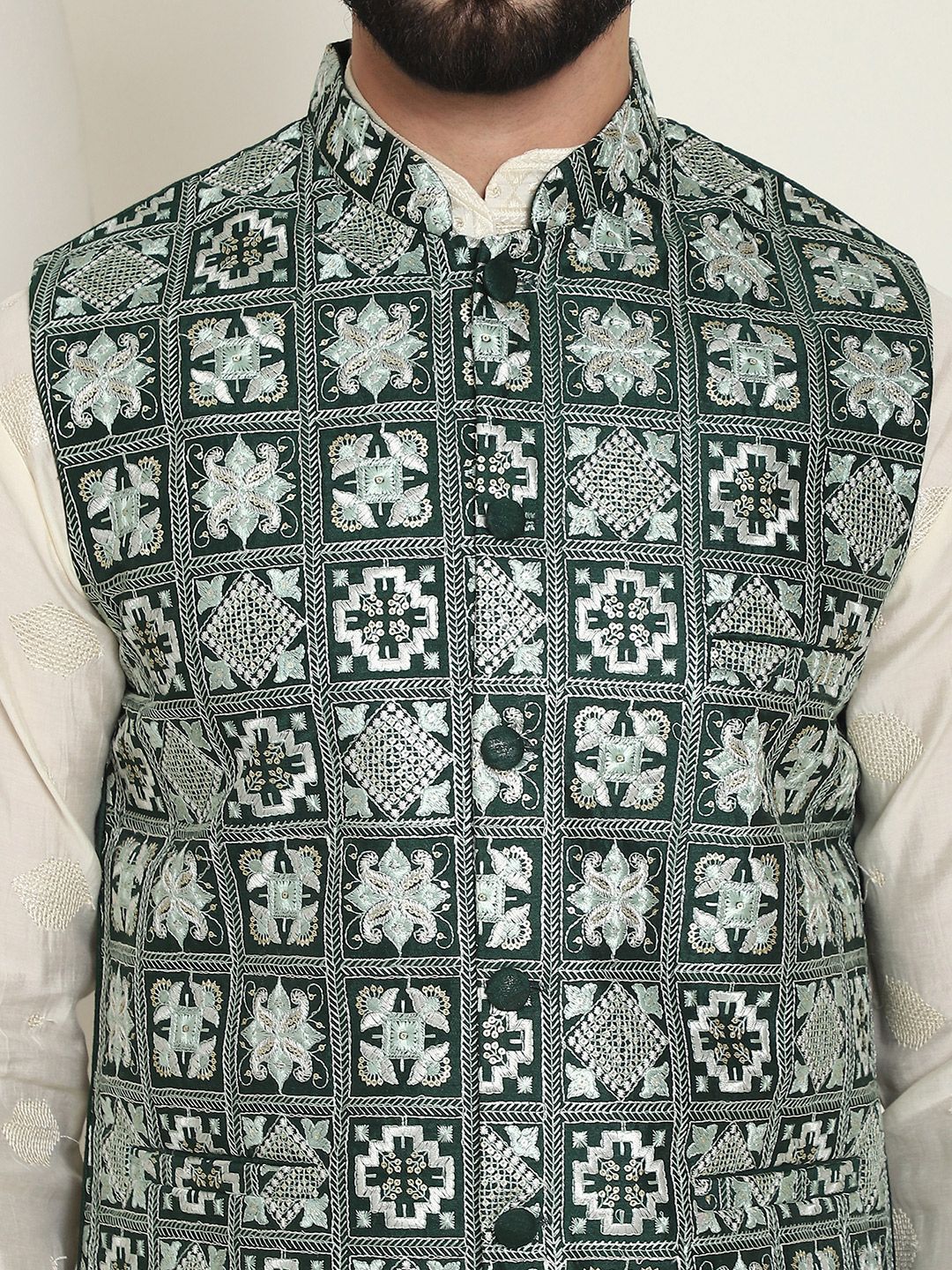 SOJANYA LUXE Jaket Nehru Kolar Mandarin Sulam Lelaki