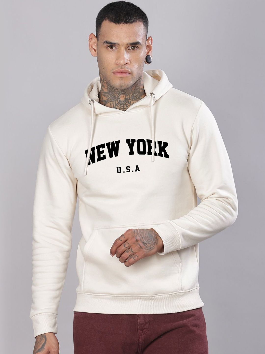 ADRO Men Printed Hooded Sweatshirt