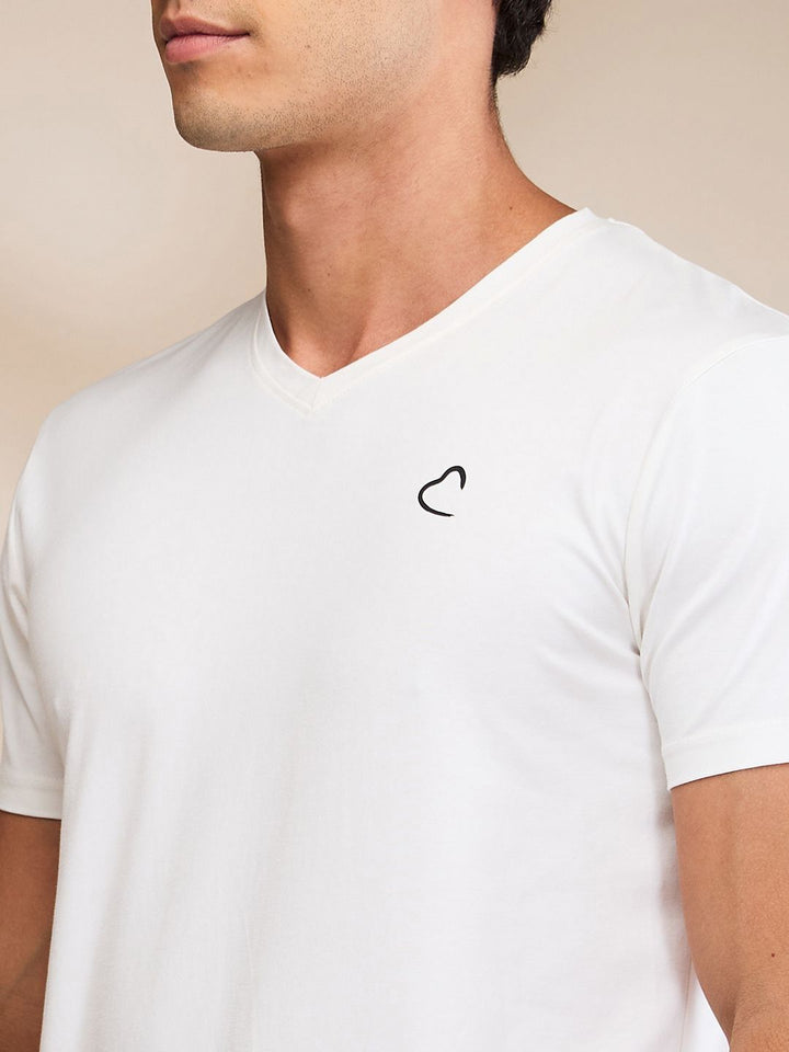 Being Human Men Solid V-Neck Cotton Slim Fit T-shirt