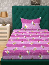 Myntra Elegant Homes Purple Printed Pure Cotton 400 TC Single Bedsheet Set 2.25 x 1.5 m