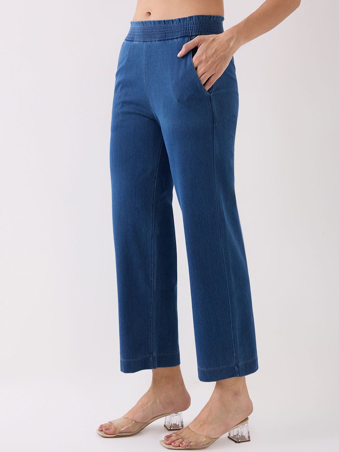 SPYKAR Women High-Rise Tapered Fit Cotton Regular Trousers