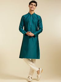 Diwas by Manyavar Geometric Woven Design Thread Work Mandarin Collar Straight Kurta